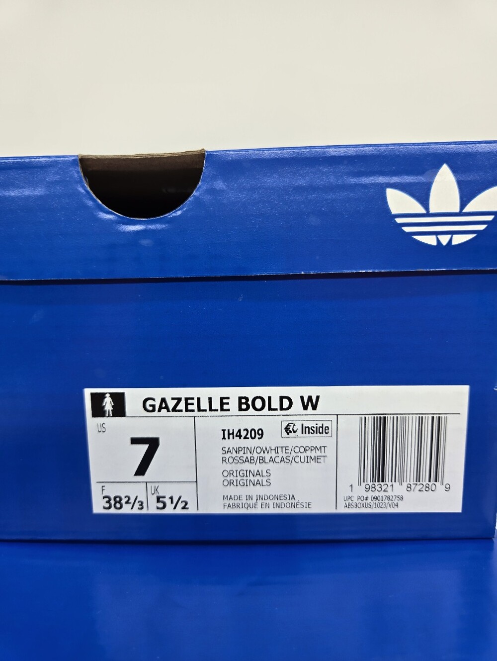 adidas Women's Gazelle Bold IH4209 Sandy Pink Off White Shoes Size 7 - Picture 8 of 8